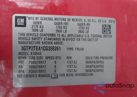 2012 GMC Sierra 1500 Work Truck from USA, damaged, VIN 3GTP2TEA1CG268261